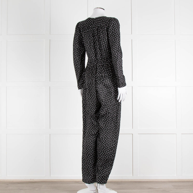 Iris Black White Polka Dot Long Sleeve Jumpsuit