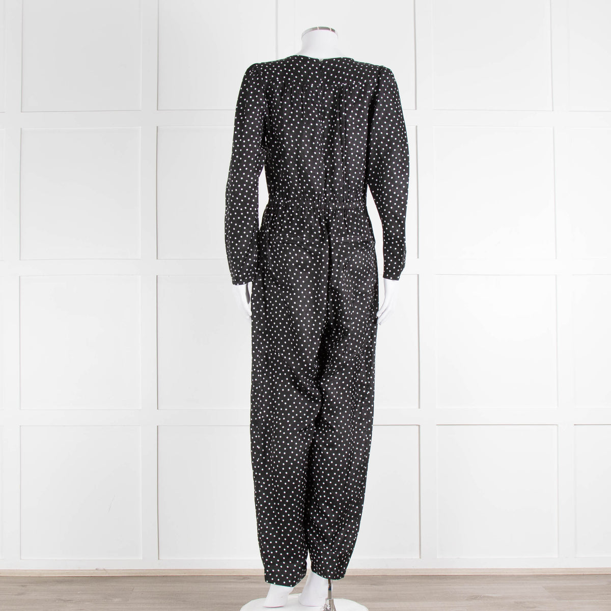 Iris Black White Polka Dot Long Sleeve Jumpsuit