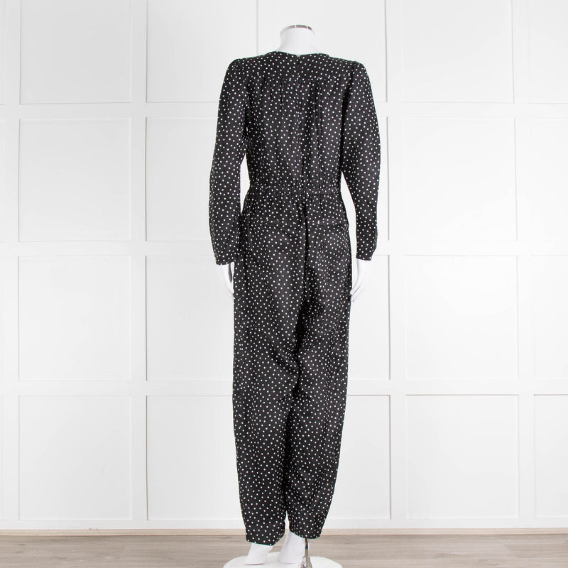 Iris Black White Polka Dot Long Sleeve Jumpsuit