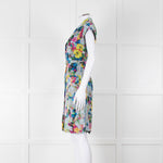 Erdem Blue Yellow Orange Floral Belted Silk Mini Dress