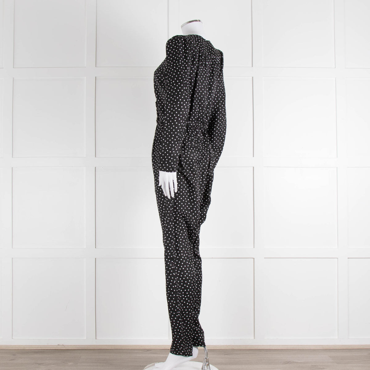 Iris Black White Polka Dot Long Sleeve Jumpsuit