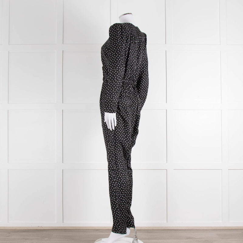 Iris Black White Polka Dot Long Sleeve Jumpsuit