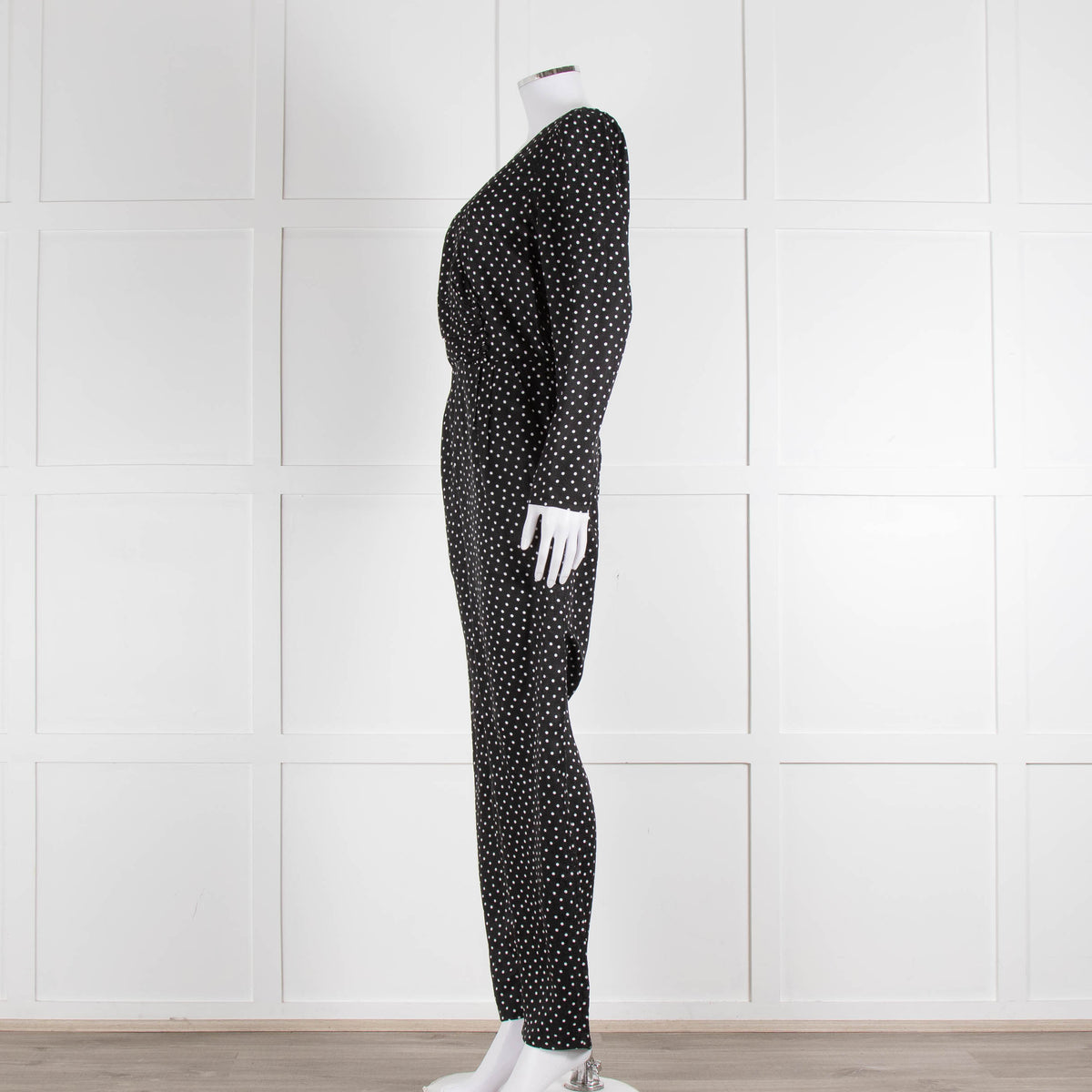 Iris Black White Polka Dot Long Sleeve Jumpsuit