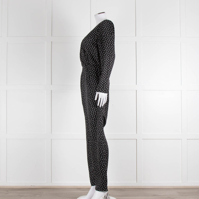 Iris Black White Polka Dot Long Sleeve Jumpsuit