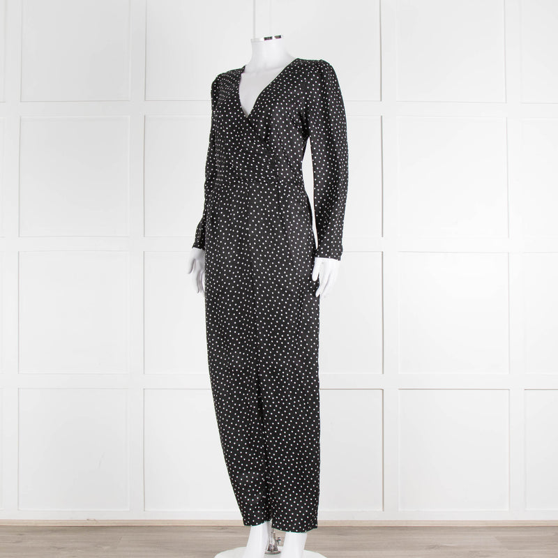 Iris Black White Polka Dot Long Sleeve Jumpsuit