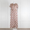 Second Female Cream Black Coral Lilac Stripe Maxi Dress