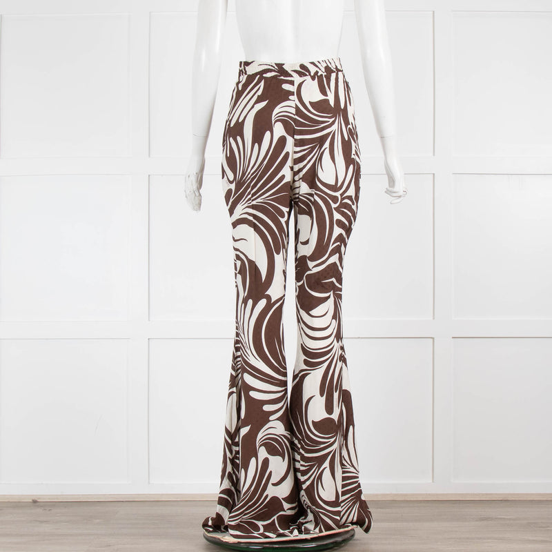 La Double J Brown and Cream Pattern Superflared Trousers