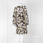 The Kooples Black White Floral Sheer Long Sleeve Short Dress With Slip