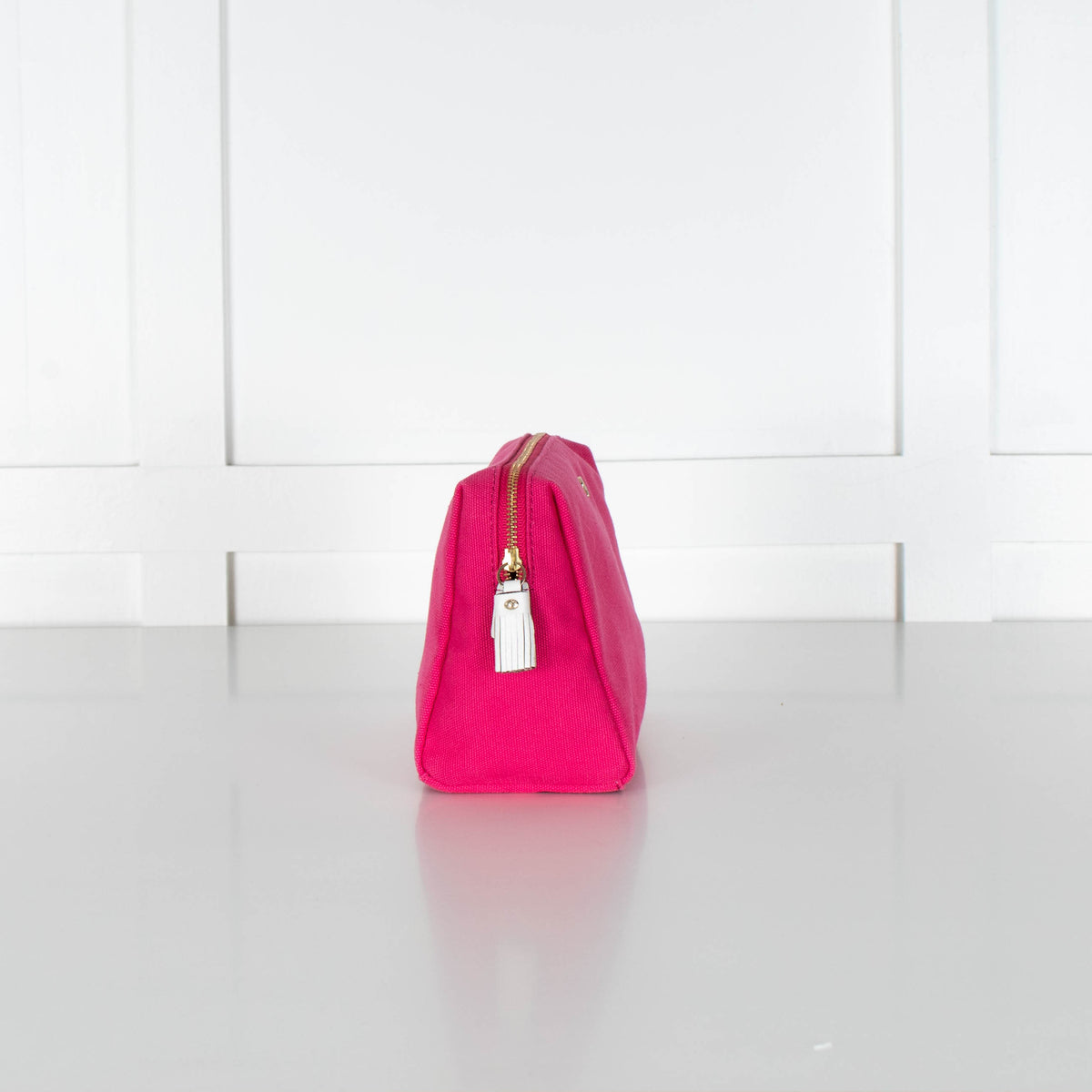 Anya Hindmarch Pink Canvas Zip Top Makeup Bag