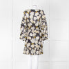 The Kooples Black White Floral Sheer Long Sleeve Short Dress With Slip