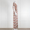 Second Female Cream Black Coral Lilac Stripe Maxi Dress