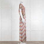 Second Female Cream Black Coral Lilac Stripe Maxi Dress