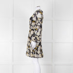 The Kooples Black White Floral Sheer Long Sleeve Short Dress With Slip