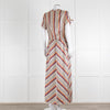 Second Female Cream Black Coral Lilac Stripe Maxi Dress