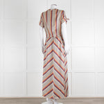 Second Female Cream Black Coral Lilac Stripe Maxi Dress