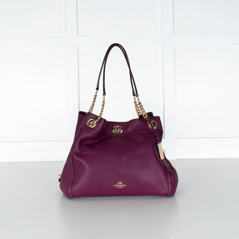 Coach Purple Turnlock Edie Shoulder Bag