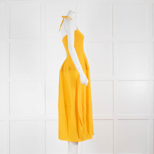 Stella McCartney Yellow Knitted Compact Silk Halterneck Dress