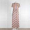 Second Female Cream Black Coral Lilac Stripe Maxi Dress