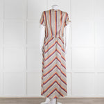 Second Female Cream Black Coral Lilac Stripe Maxi Dress