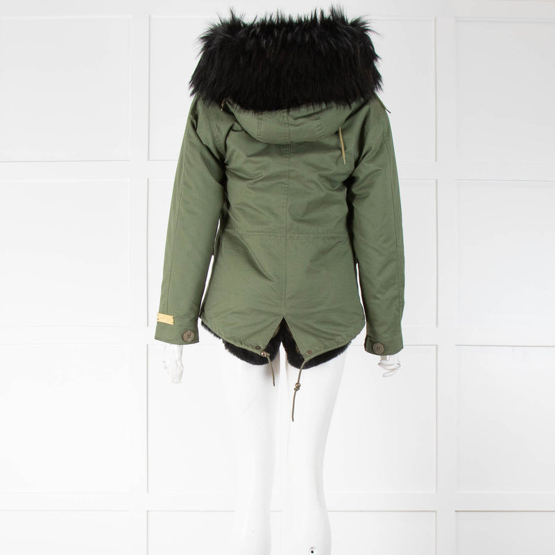 South West Ten Khaki Parka With Detachable Faux Fur Lining & Hood
