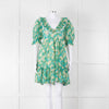 By Timo Turquoise Cream Floral Puff Sleeve Mini Dress