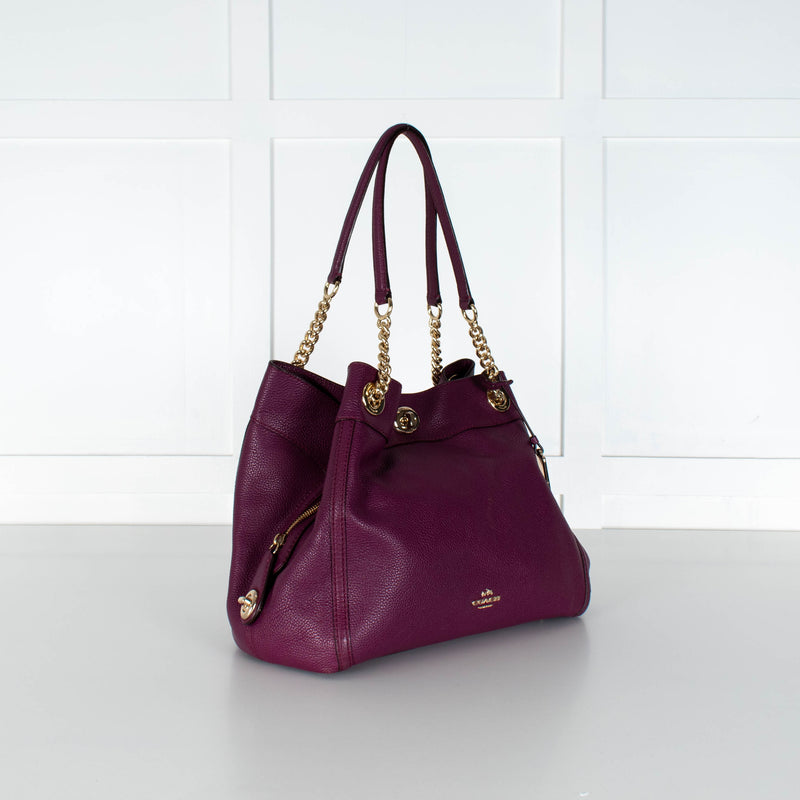 Coach Purple Turnlock Edie Shoulder Bag
