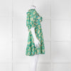By Timo Turquoise Cream Floral Puff Sleeve Mini Dress