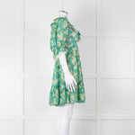 By Timo Turquoise Cream Floral Puff Sleeve Mini Dress