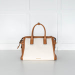 Michael Kors Cream Canvas Top Handle Tote With Detachable Long Strap