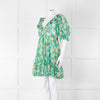 By Timo Turquoise Cream Floral Puff Sleeve Mini Dress