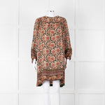 Iris Beige Green Floral Smock Tunic Dress