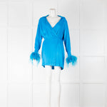 Face to Face Royal Blue Dress With Feather Cuffs