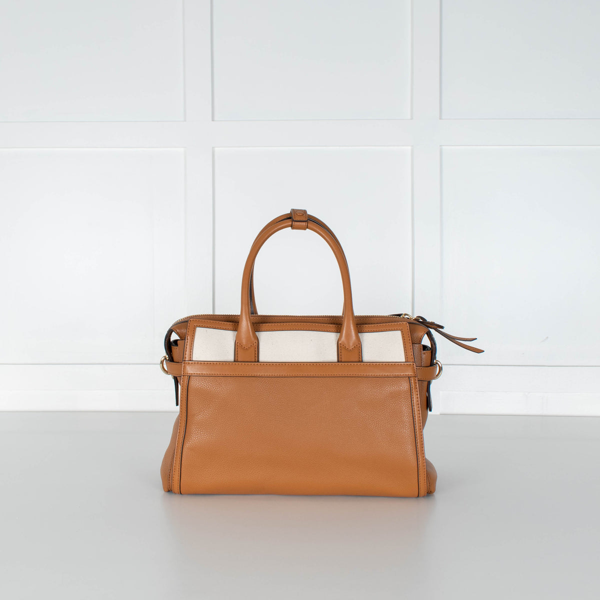 Michael Kors Cream Canvas Top Handle Tote With Detachable Long Strap