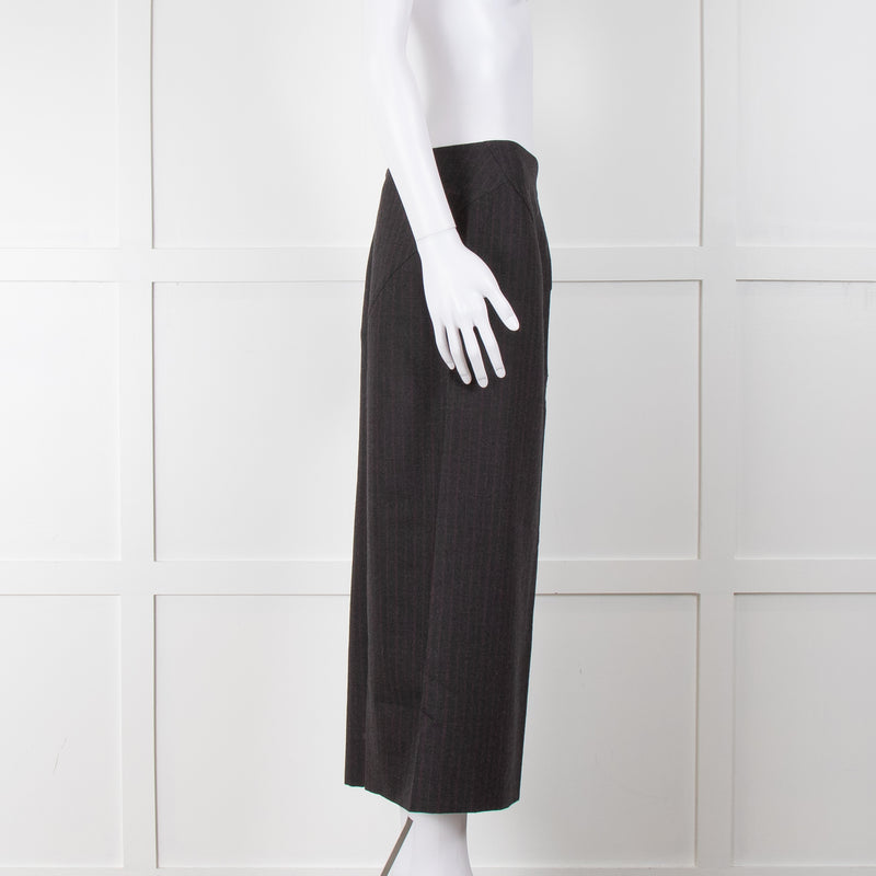 Alexander McQueen Grey Wool With Pink Stripes Long  Skirt