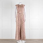 Emilia Wickstead Salmon Snake Skin Linen Belted Jumpsuit