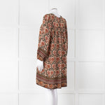 Iris Beige Green Floral Smock Tunic Dress