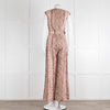Emilia Wickstead Salmon Snake Skin Linen Belted Jumpsuit