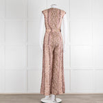 Emilia Wickstead Salmon Snake Skin Linen Belted Jumpsuit