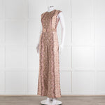 Emilia Wickstead Salmon Snake Skin Linen Belted Jumpsuit