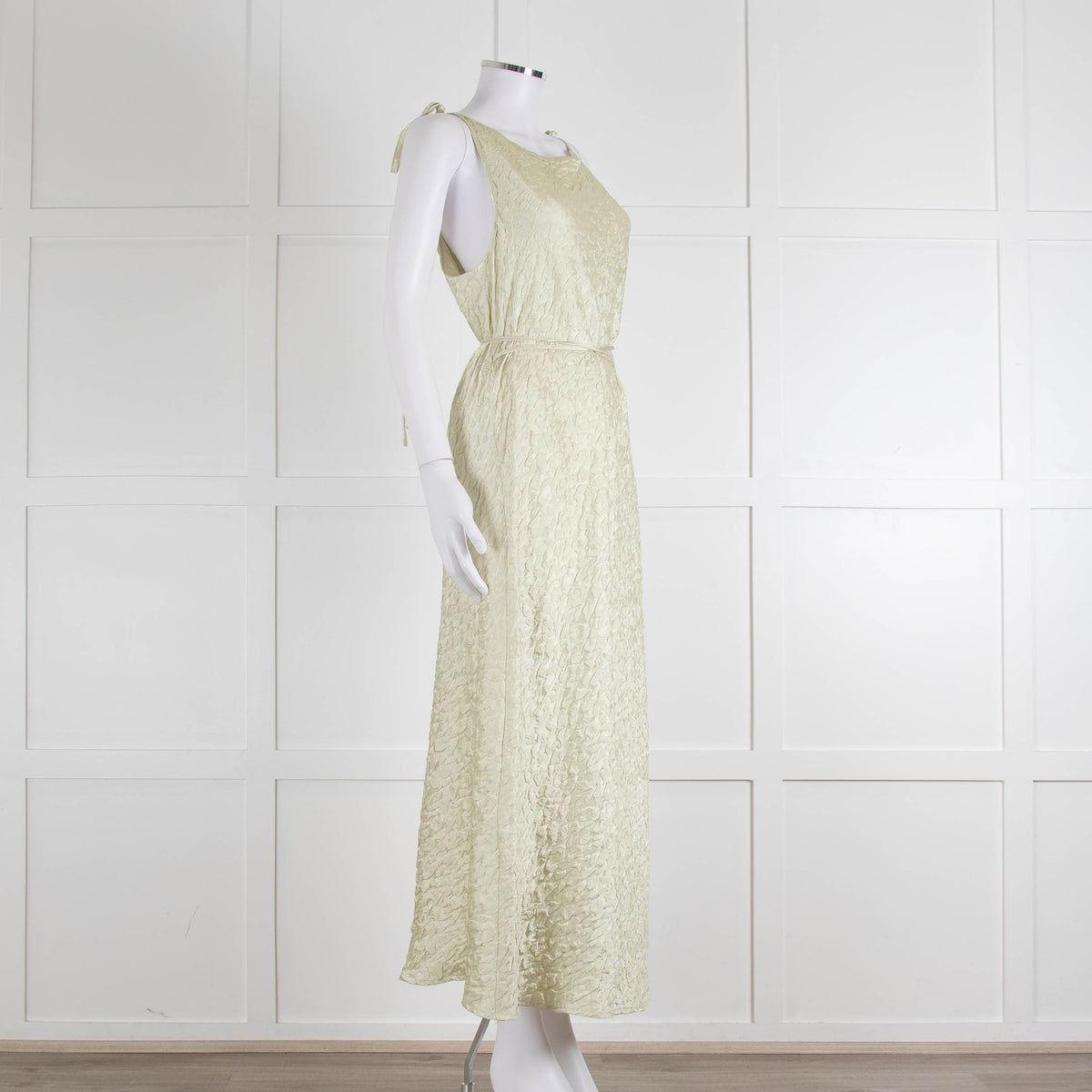 Song For The Mute Lime Green Textured Sleeveless Wrap Dress