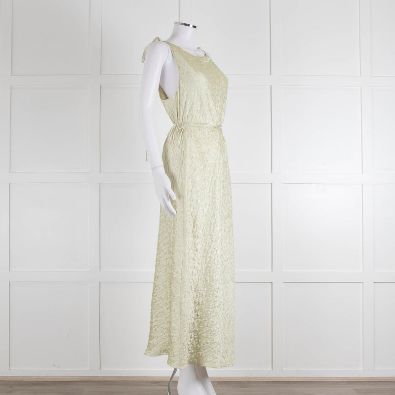 Song For The Mute Lime Green Textured Sleeveless Wrap Dress
