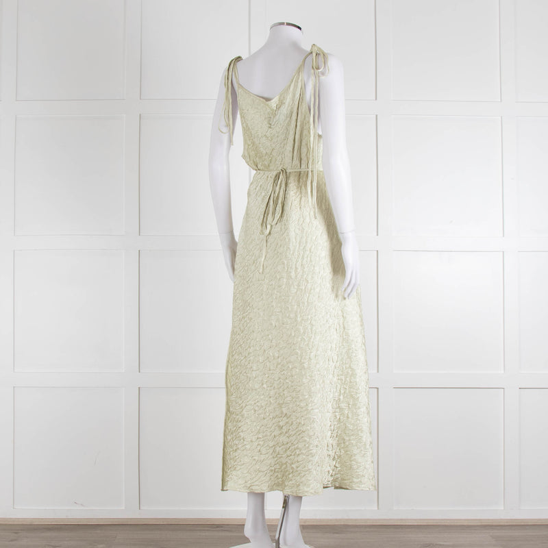 Song For The Mute Lime Green Textured Sleeveless Wrap Dress
