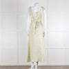 Song For The Mute Lime Green Textured Sleeveless Wrap Dress