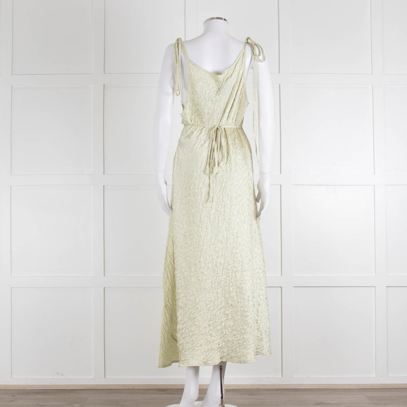 Song For The Mute Lime Green Textured Sleeveless Wrap Dress