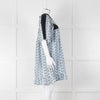 Batsheva Blue Black Floral Striped Cotton Short Dress