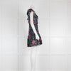 Sandro Black Floral Pattern Lace V Neck Mini Dress