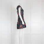 Sandro Black Floral Pattern Lace V Neck Mini Dress
