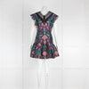 Sandro Black Floral Pattern Lace V Neck Mini Dress