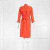 Burberry Red Silk Zip Front Silk Trench Dress