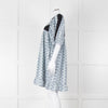 Batsheva Blue Black Floral Striped Cotton Short Dress